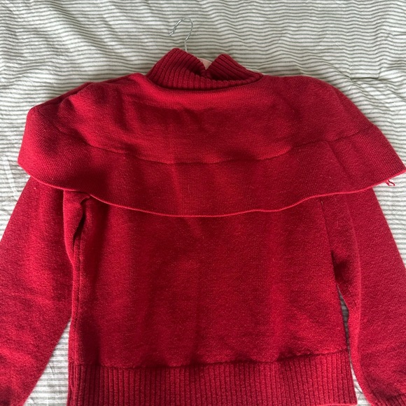 Vintage Red Cowl Neck Button-Front Sweater - Picture 2 of 4